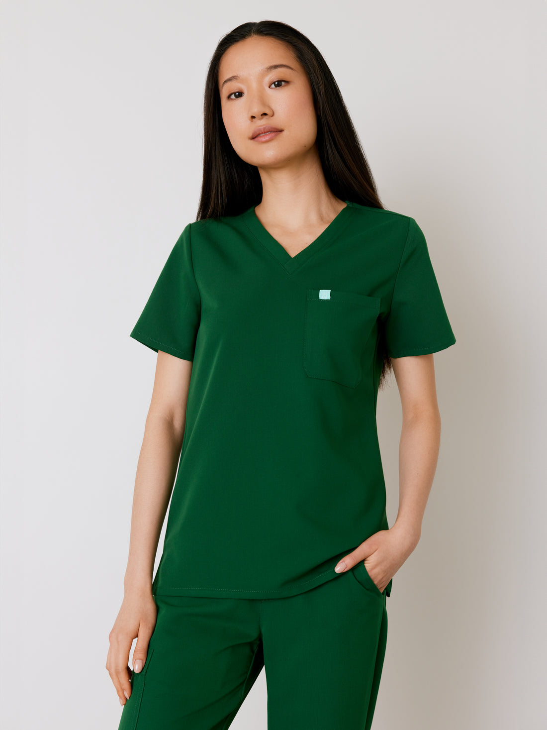 GABRIELLE RE-GARDE™ - EDEN GREEN - One Pocket Scrub Top - SILVADUR™ - Final Sale