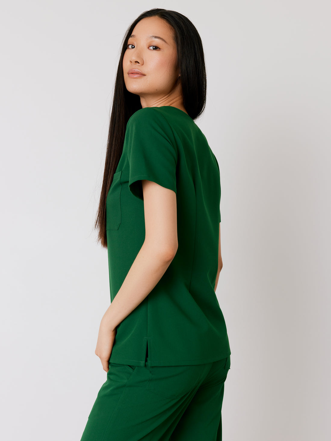 GABRIELLE RE-GARDE™ - EDEN GREEN - One Pocket Scrub Top - SILVADUR™ - Final Sale