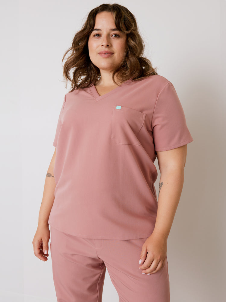 GABRIELLE RE-GARDE™ - BLUSH - One Pocket Scrub Top - SILVADUR™ - Final Sale