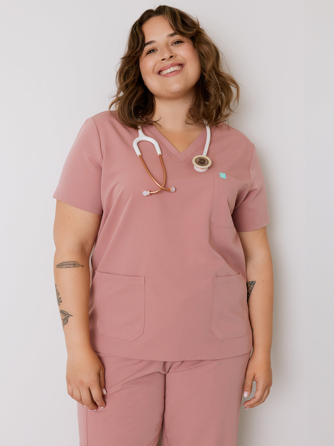 CHLOE RE-GARDE™ - BLUSH - Three Pockets Scrub Top - SILVADUR™ - Final Sale