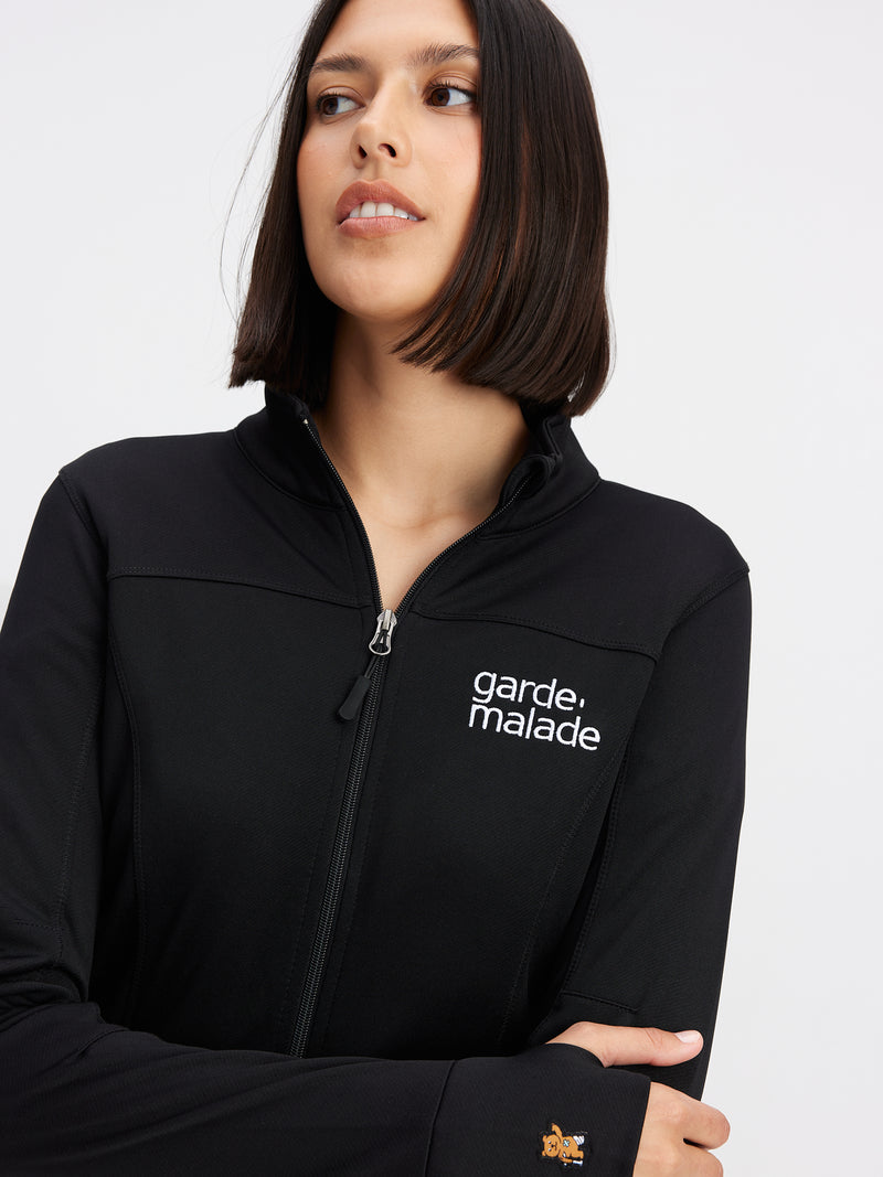 Polyester Full Zip Jacket – Noir – Garde-Malade Embroidery||Veste Polyester Full Zip – Noir – Broderie Garde-Malade