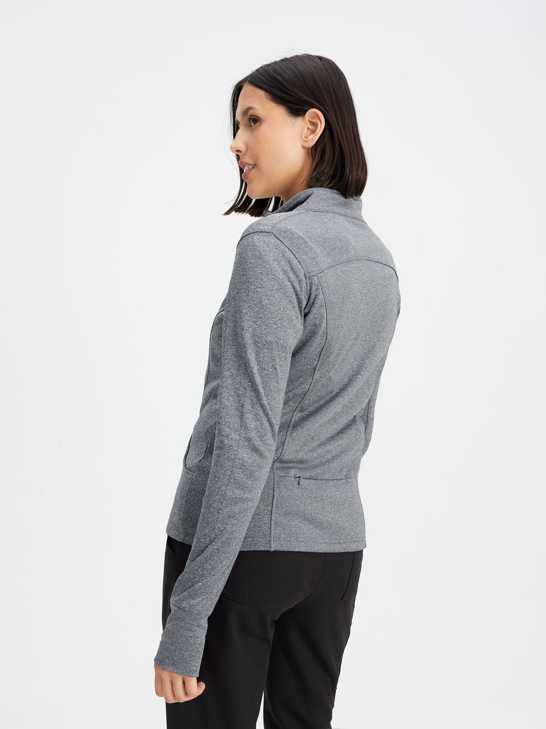 Polyester Full Zip Jacket – Grey Heather – Garde-Malade Embroidery – Final Sale