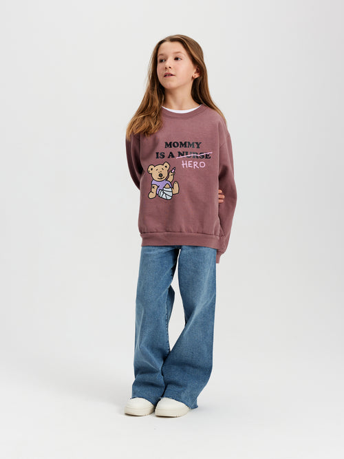 Kids Crewneck - Mommy is a hero - Rose Antique