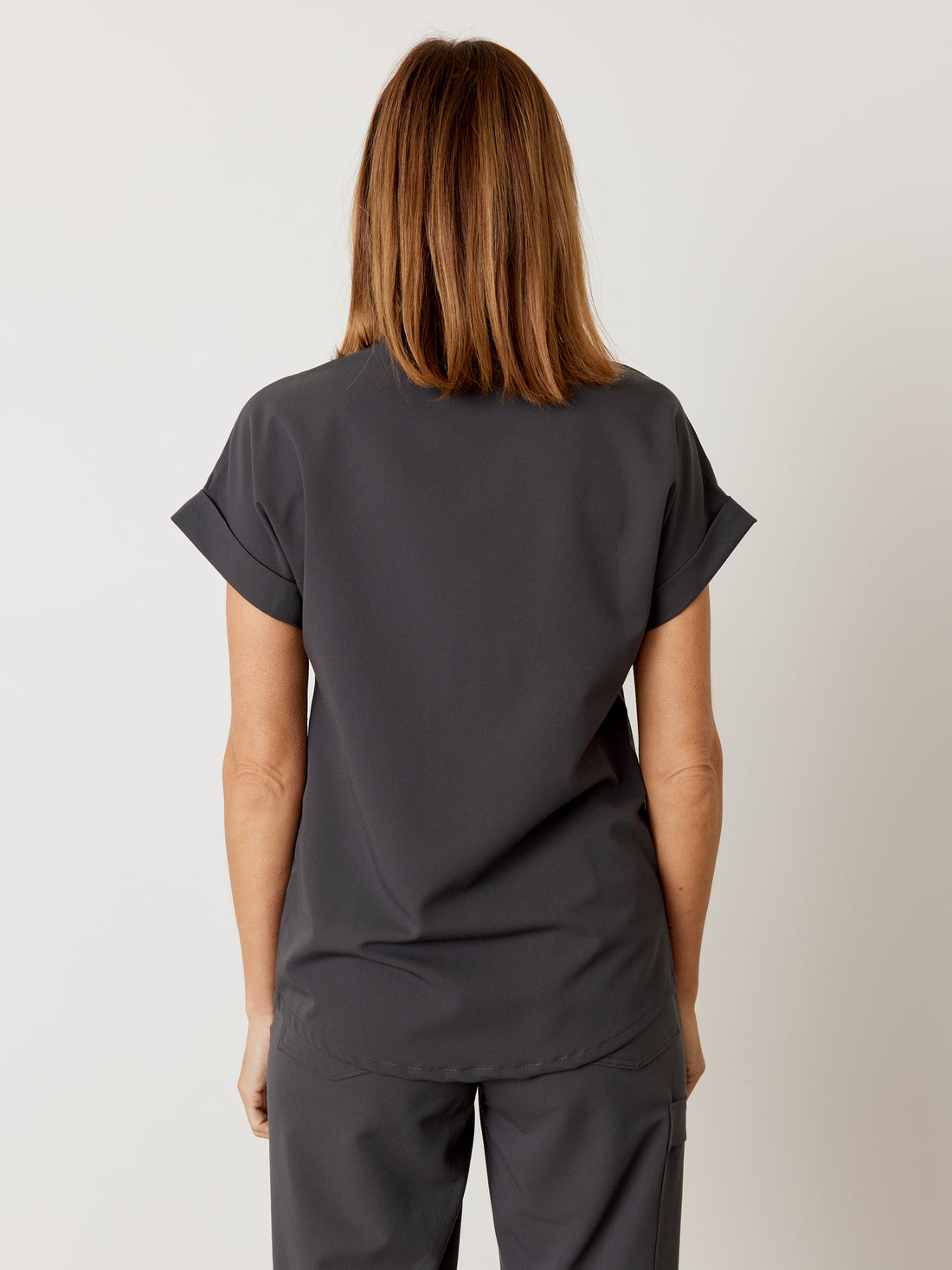 CHARLIE RE-GARDE™ - CHARCOAL - Mandarine Collar Scrub Top - SILVADUR™