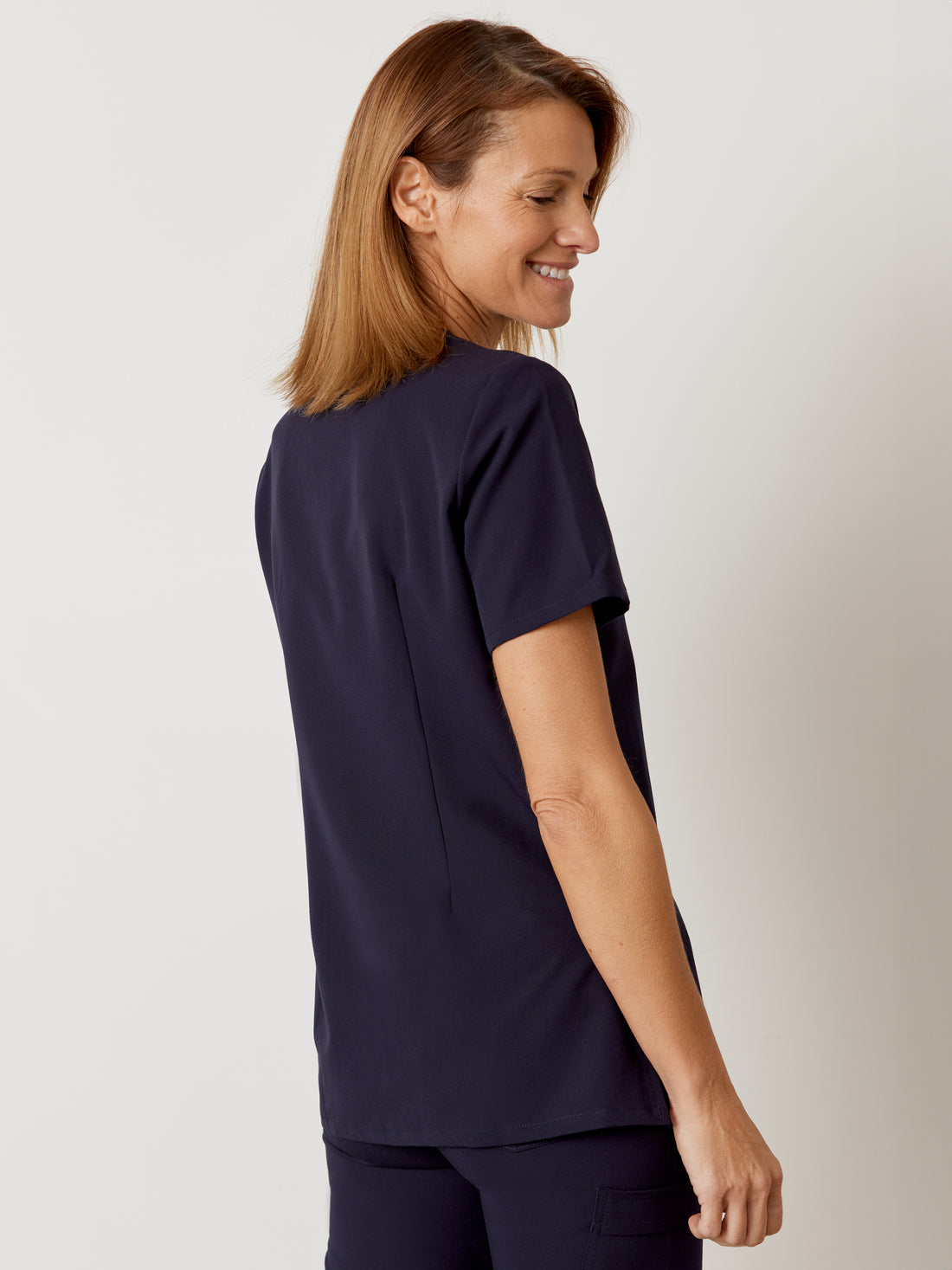 GABRIELLE RE-GARDE™ - NAVY - One Pocket Scrub Top - SILVADUR™
