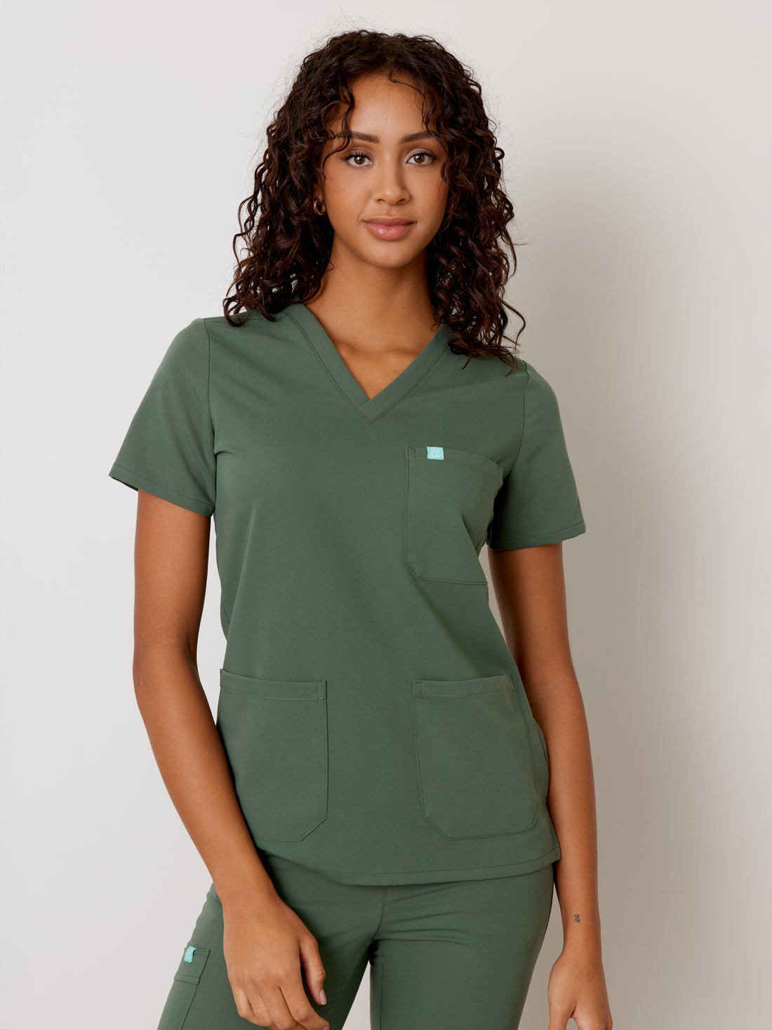 CHLOE RE-GARDE™ - EUCALYPTUS - Three Pockets Scrub Top - SILVADUR™ - Final Sale