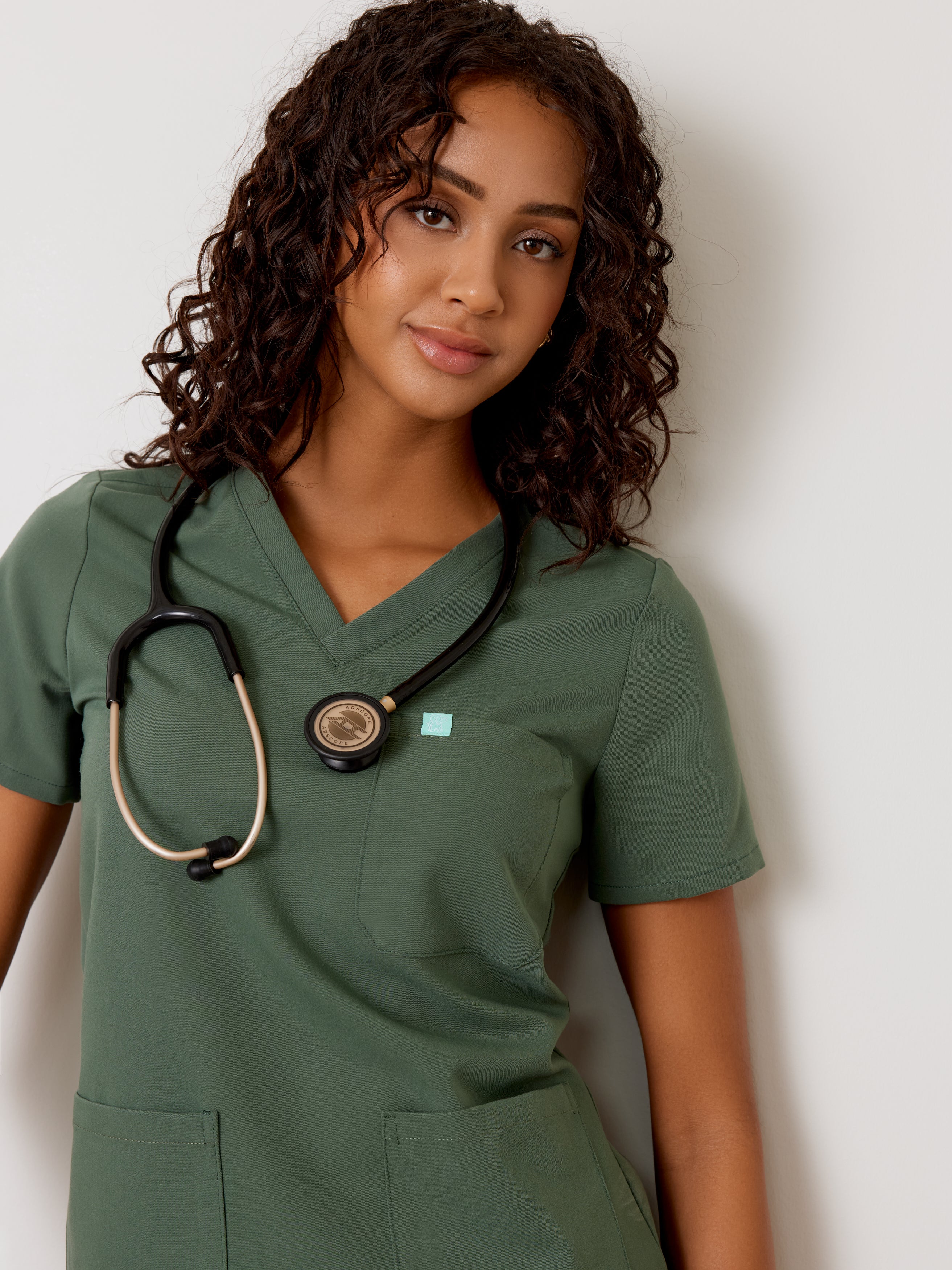 CHLOE RE-GARDE™ - EUCALYPTUS - Three Pockets Scrub Top - SILVADUR™ - Final Sale