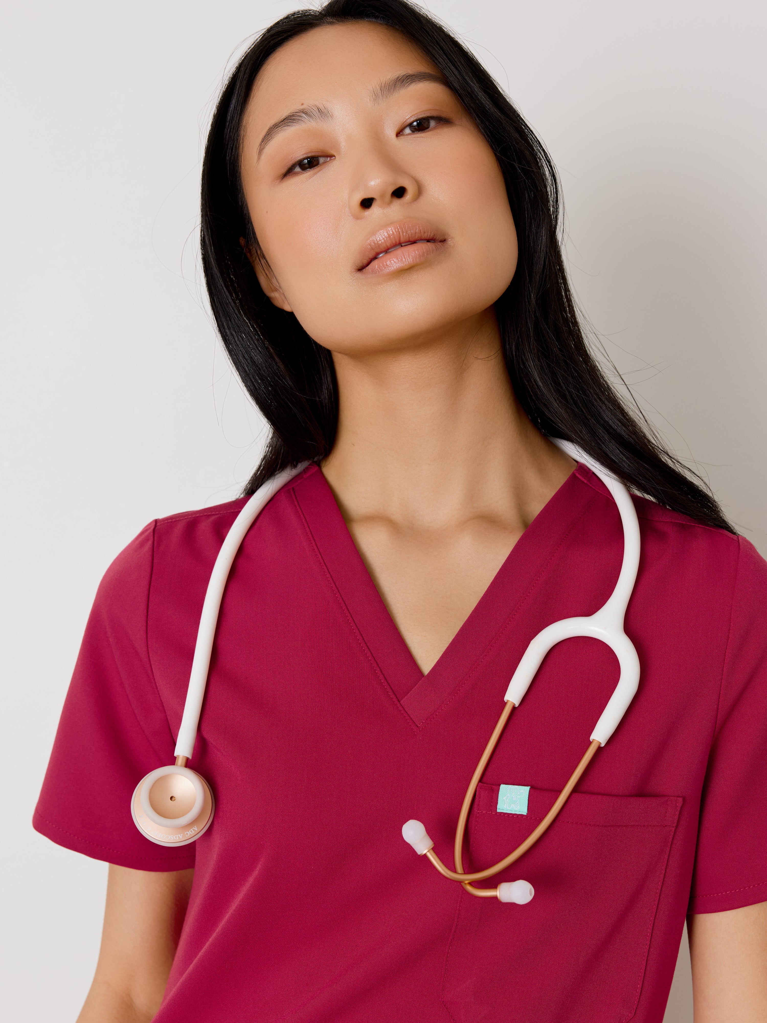 GABRIELLE RE-GARDE™ - WILD BERRY - One Pocket Scrub Top - SILVADUR™ - Final Sale