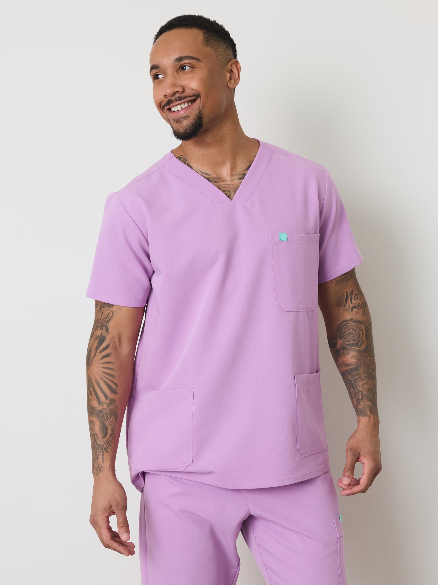 ZACK RE-GARDE™ - LILAC - Three Pockets Men's Scrub Top - SILVADUR™ - Final Sale