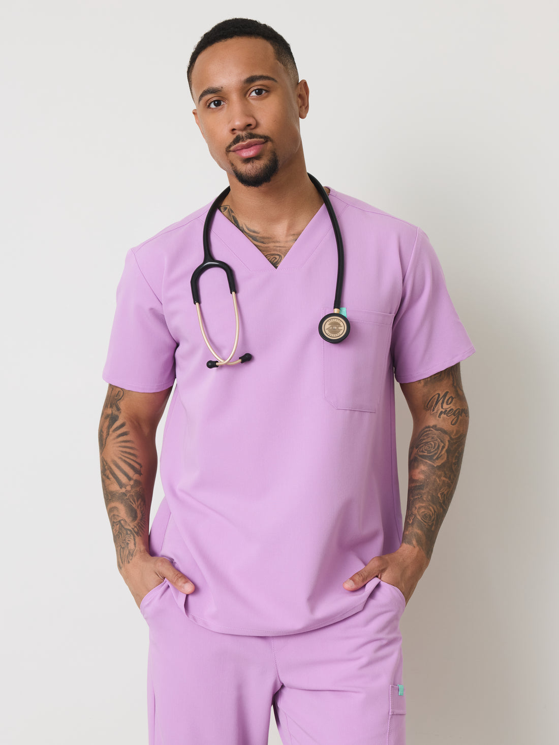 LOGAN RE-GARDE™ - LILAC - One Pocket Men's Scrub Top - SILVADUR™