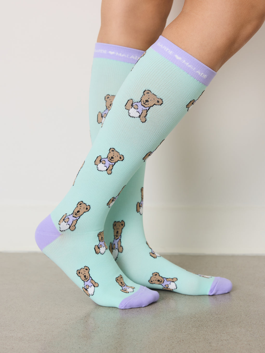 Compression Socks - Happy Teddy - Mint