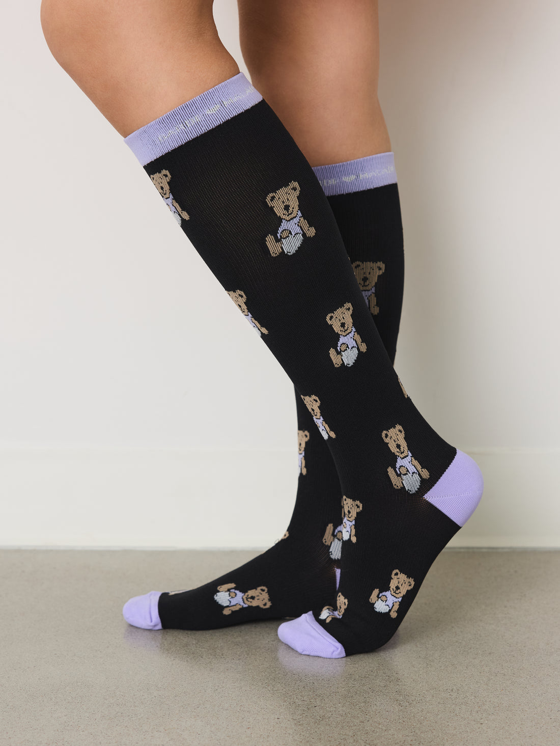 Compression Socks - Happy Teddy - Black