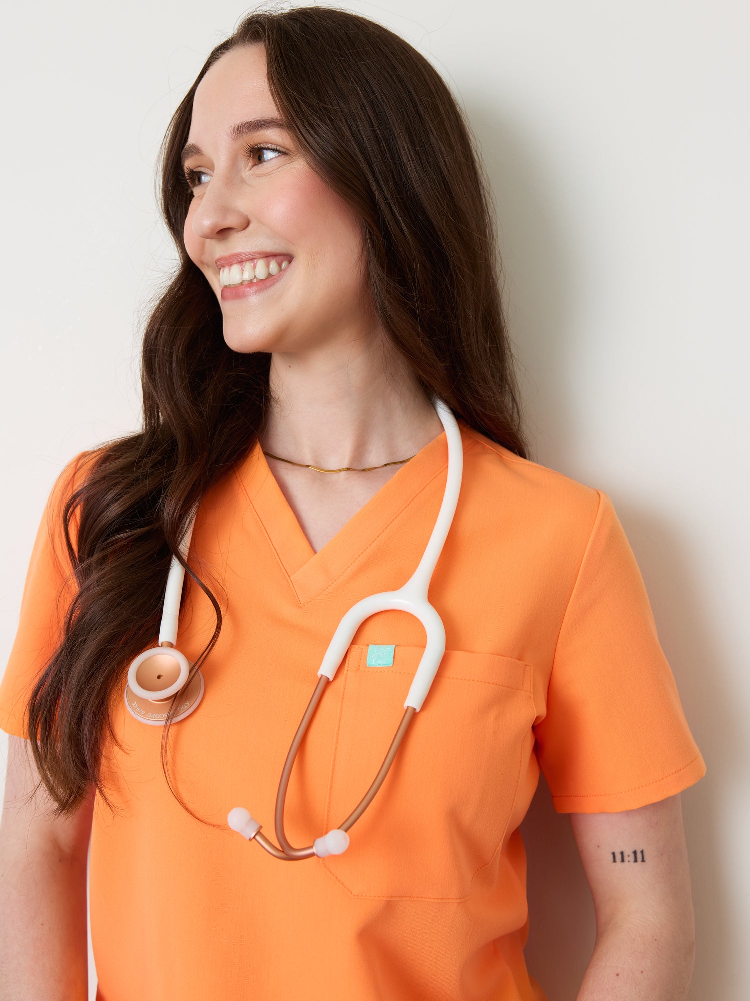 GABRIELLE RE-GARDE™ - NECTARINE - One Pocket Scrub Top - SILVADUR™ - Final Sale