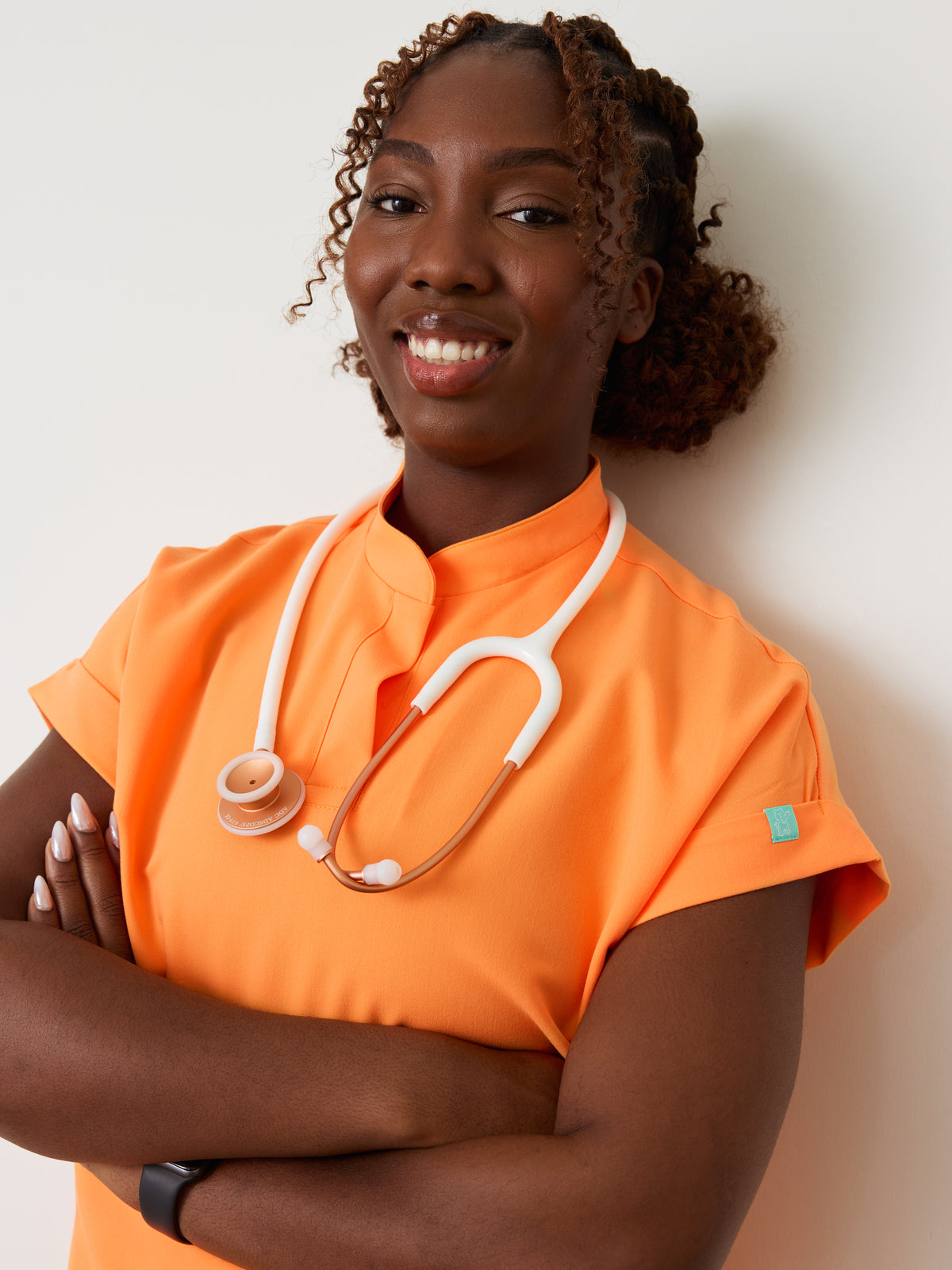 CHARLIE RE-GARDE™ - NECTARINE - Mandarine Collar Scrub Top - SILVADUR™ - Final Sale