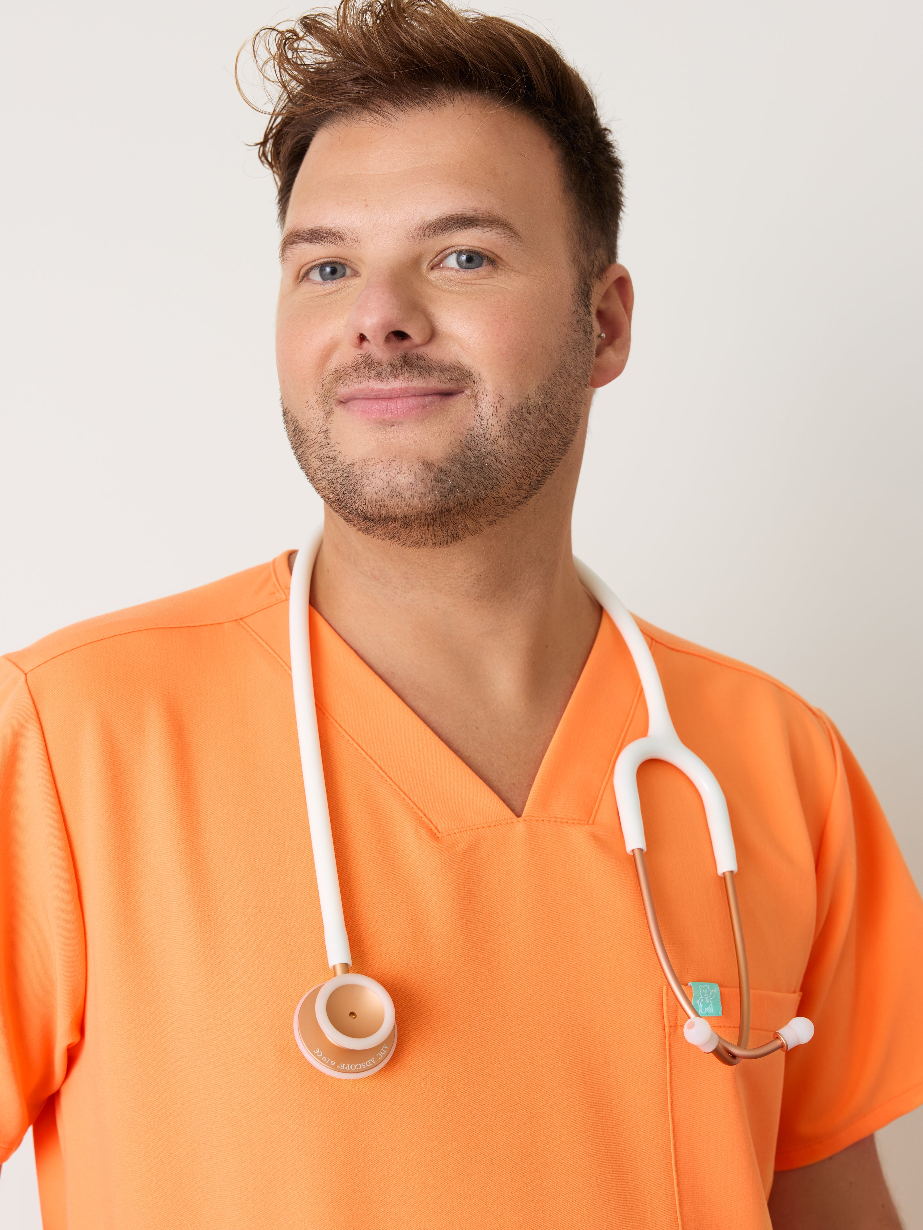 ZACK RE-GARDE™ - NECTARINE - Three Pockets Men's Scrub Top - SILVADUR™