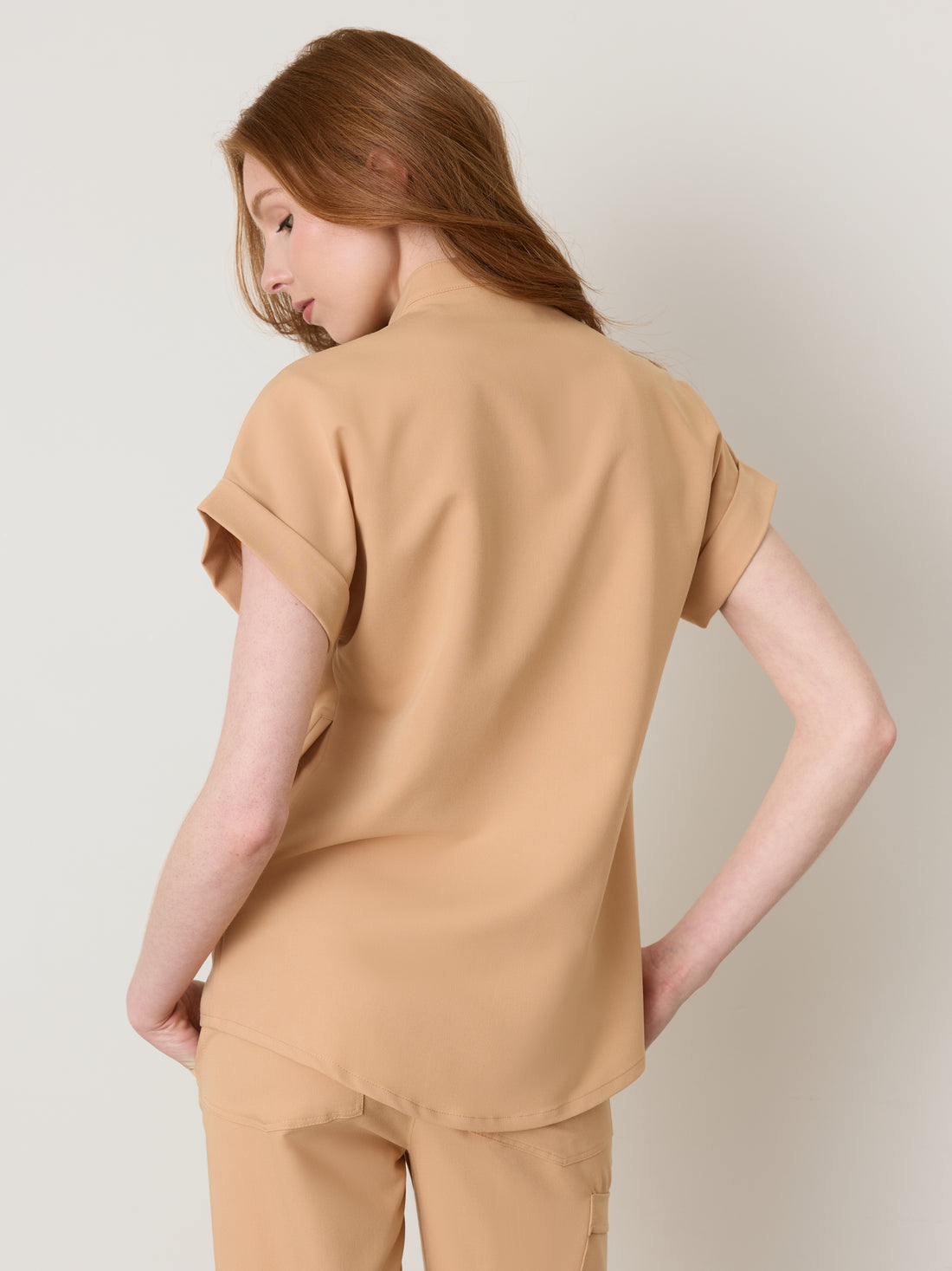 CHARLIE RE-GARDE™ - SPICED EARTH - Mandarine Collar Scrub Top - SILVADUR™