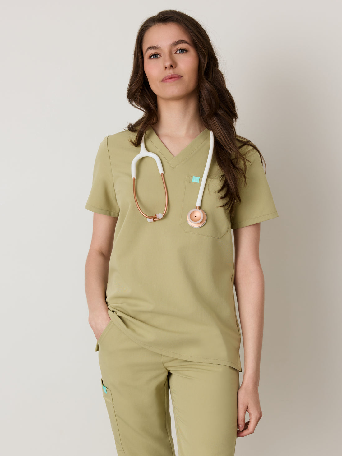 GABRIELLE RE-GARDE™ - SAGE - One Pocket Scrub Top - SILVADUR™ - Final Sale