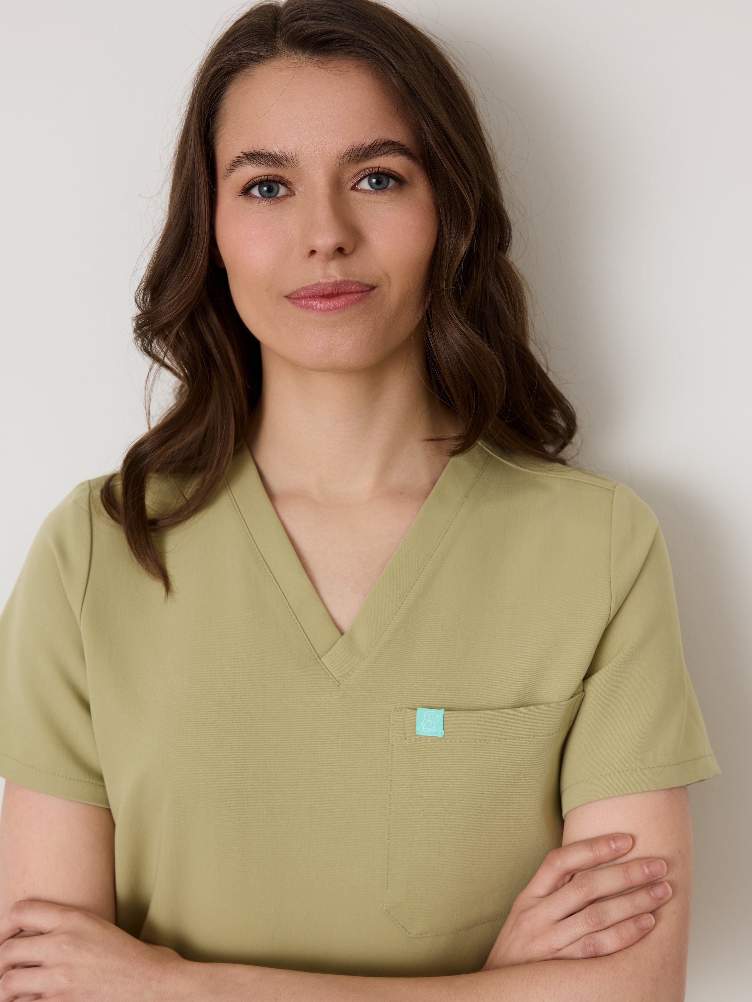 GABRIELLE RE-GARDE™ - SAGE - One Pocket Scrub Top - SILVADUR™