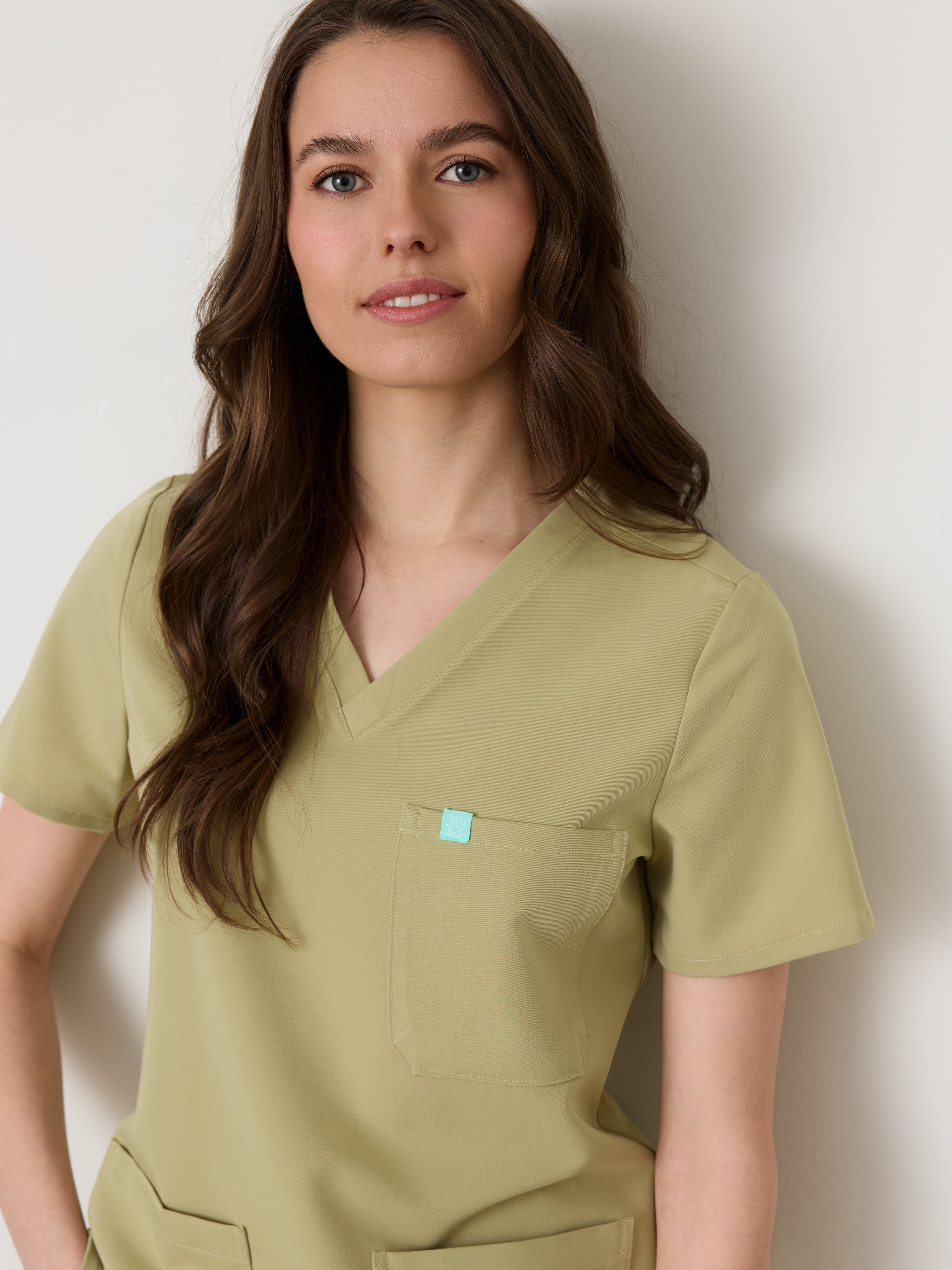 CHLOE RE-GARDE™ - SAGE - Three Pockets Scrub Top - SILVADUR™
