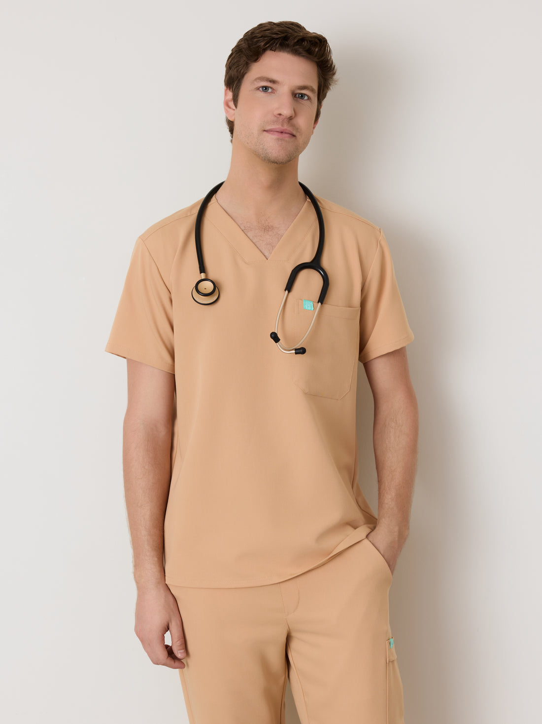 LOGAN RE-GARDE™ - SPICED EARTH - One Pocket Men's Scrub Top - SILVADUR™