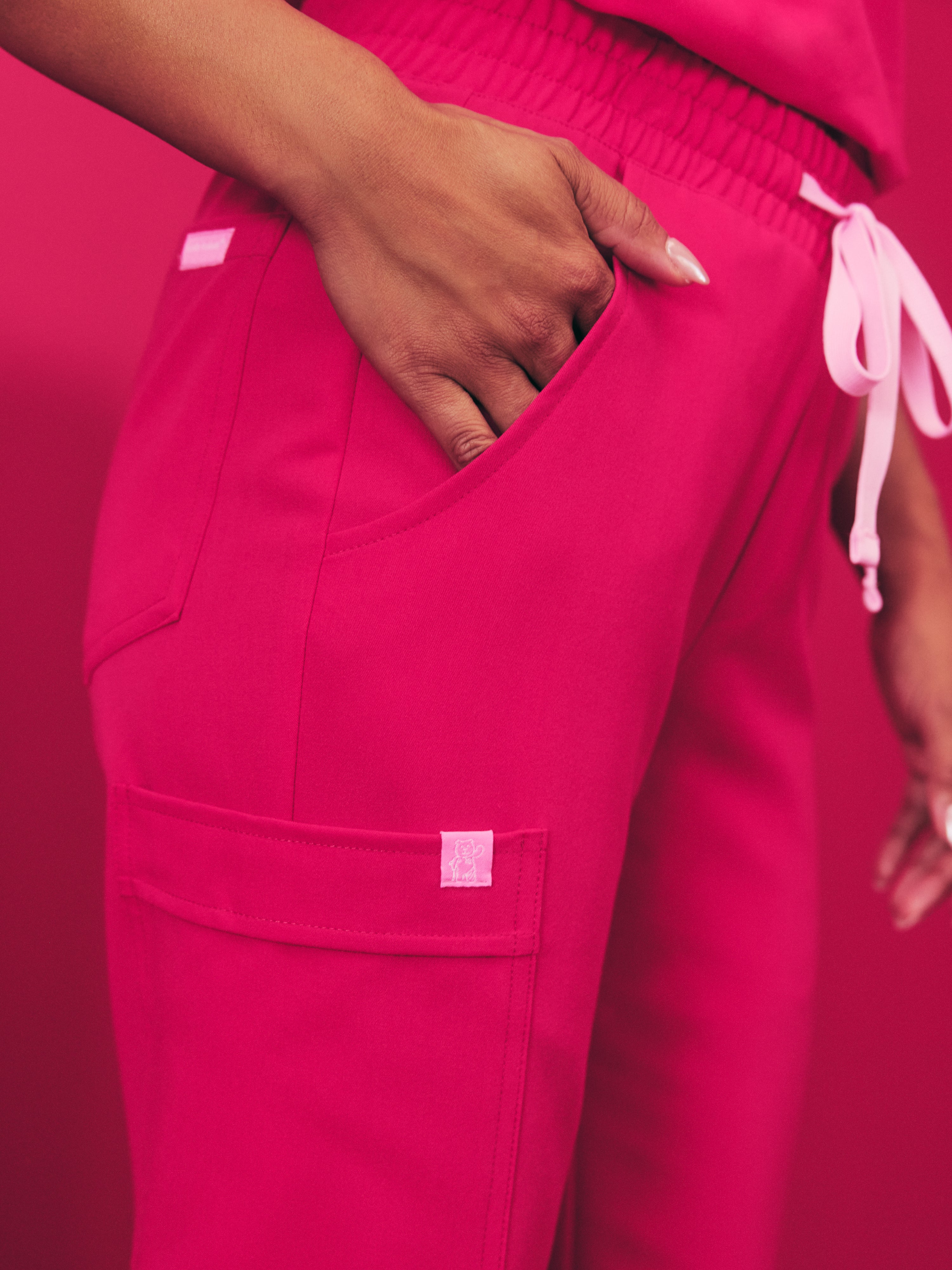 JULIETA RE-GARDE™ - VIBRANT FUCHSIA - Straight Cut Scrub Pants - SILVADUR™