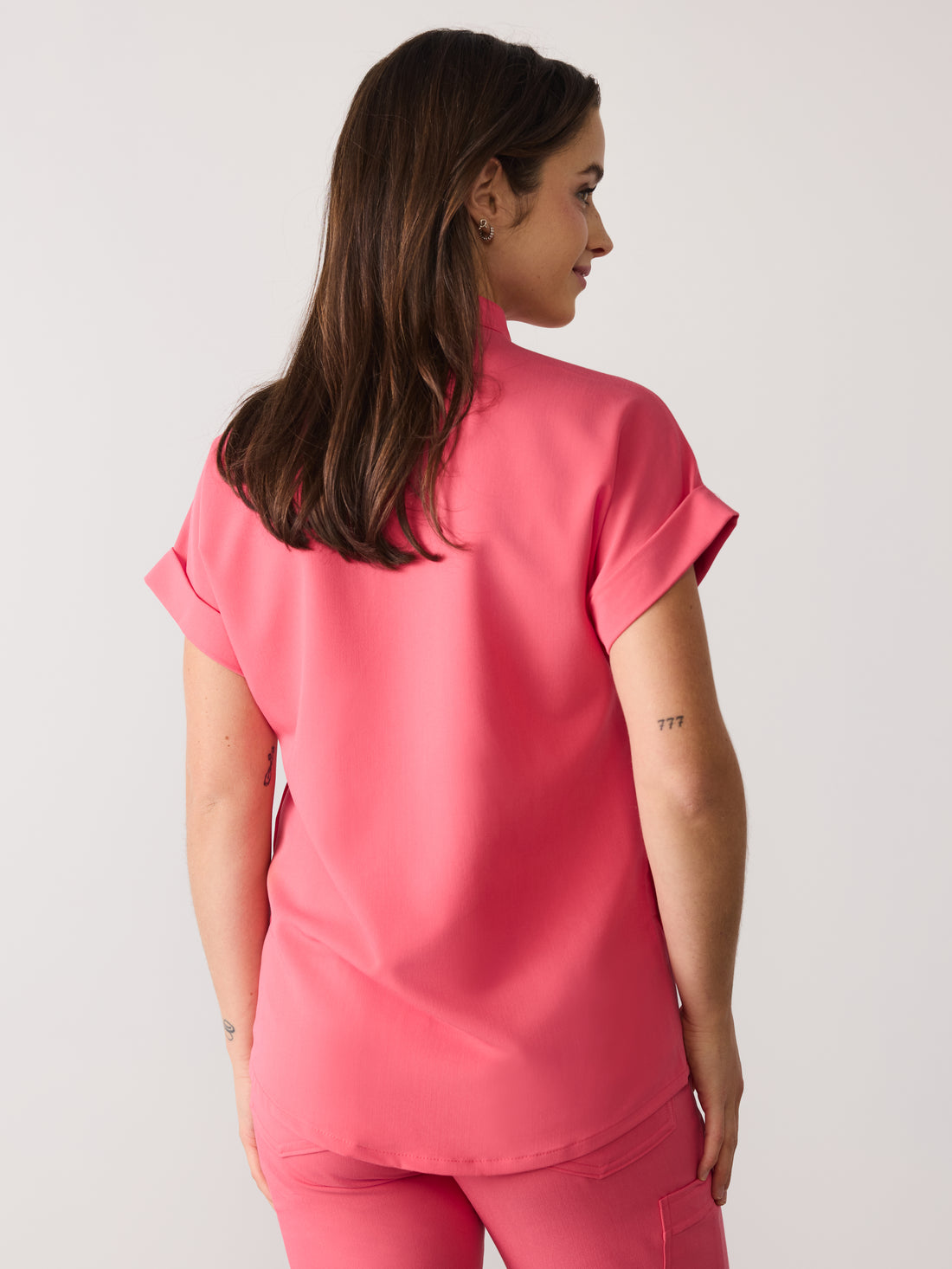 CHARLIE RE-GARDE™ - WARM EMBER - Mandarine Collar Scrub Top - SILVADUR™