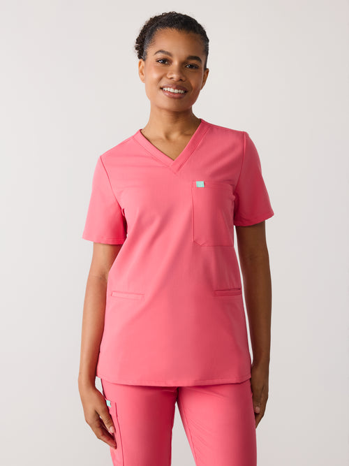 LIV RE-GARDE™ - WARM EMBER - Three Pockets Scrub Top - SILVADUR™