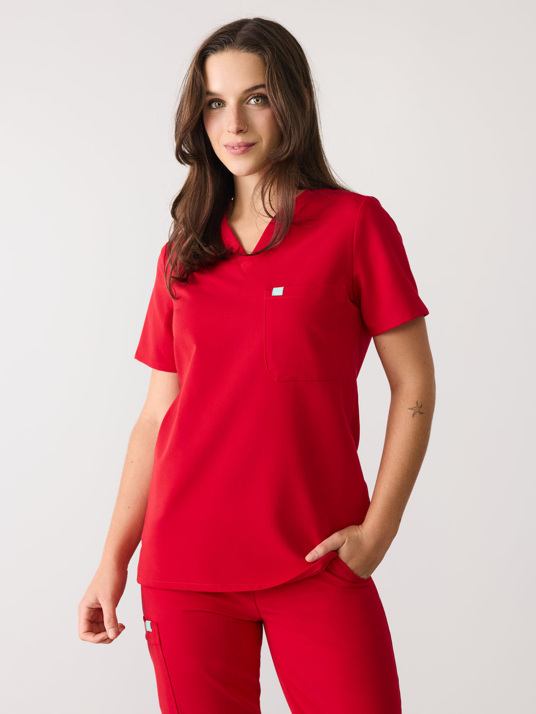 GABRIELLE RE-GARDE™ - CANDY CANE - One Pocket Scrub Top - SILVADUR™