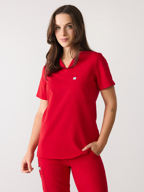 GABRIELLE RE-GARDE™ - CANDY CANE - One Pocket Scrub Top - SILVADUR™