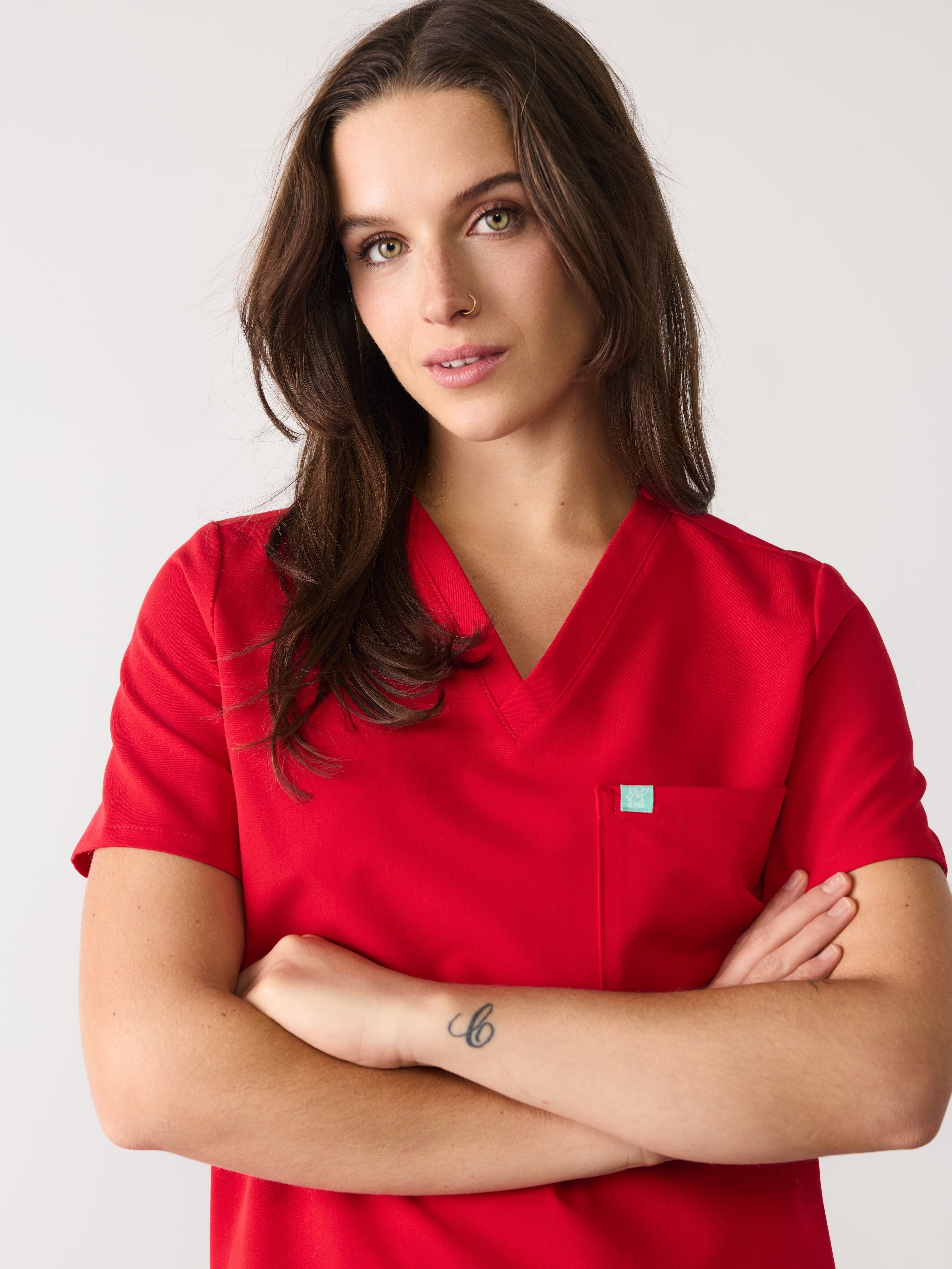 GABRIELLE RE-GARDE™ - CANDY CANE - One Pocket Scrub Top - SILVADUR™