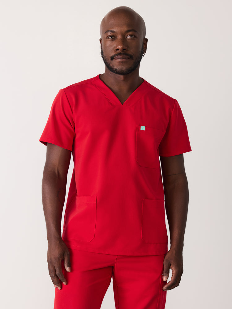 ZACK RE-GARDE™ - CANDY CANE - Three Pockets Men's Scrub Top - SILVADUR™ - Final Sale