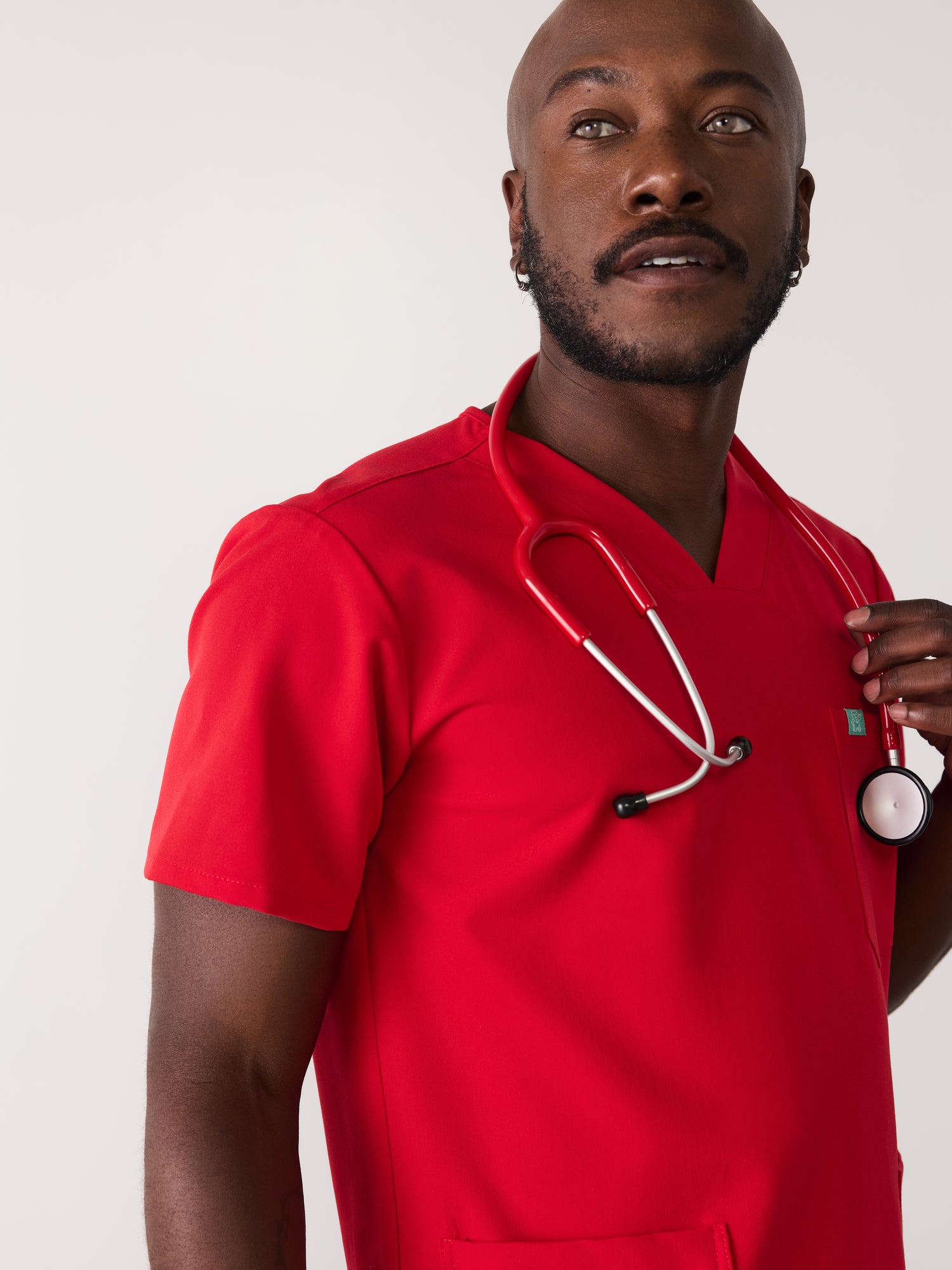 ZACK RE-GARDE™ - CANDY CANE - Three Pockets Men's Scrub Top - SILVADUR™ - Final Sale