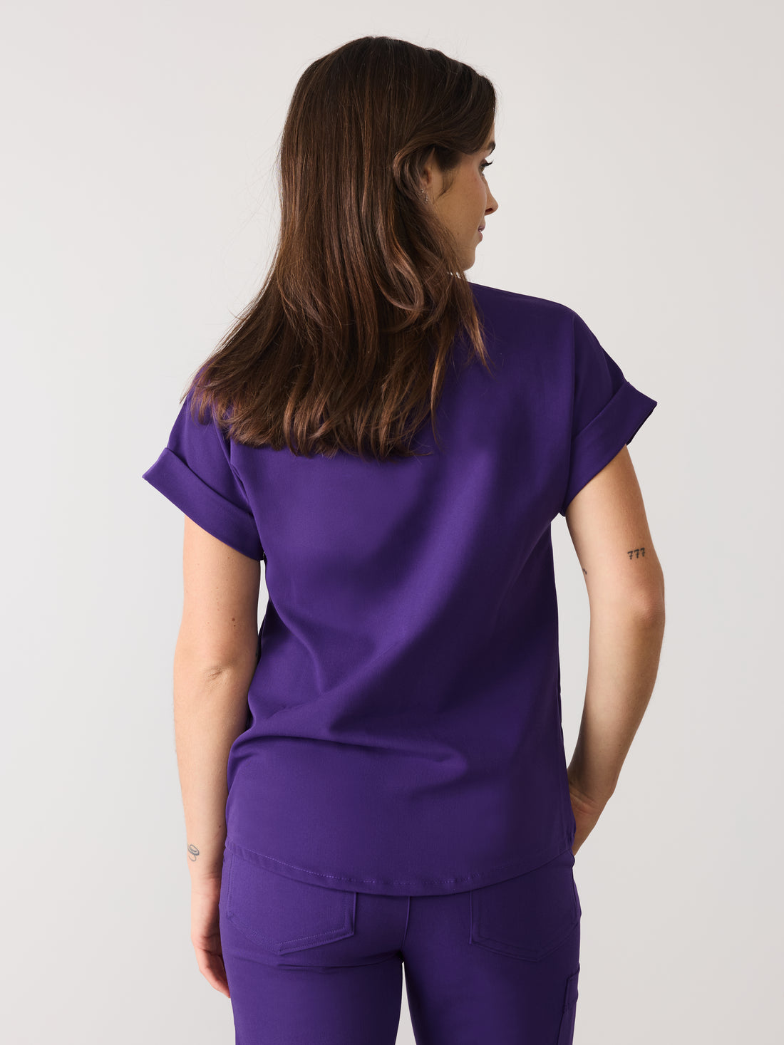 CHARLIE RE-GARDE™ - MIDNIGHT VELVET - Mandarine Collar Scrub Top - SILVADUR™