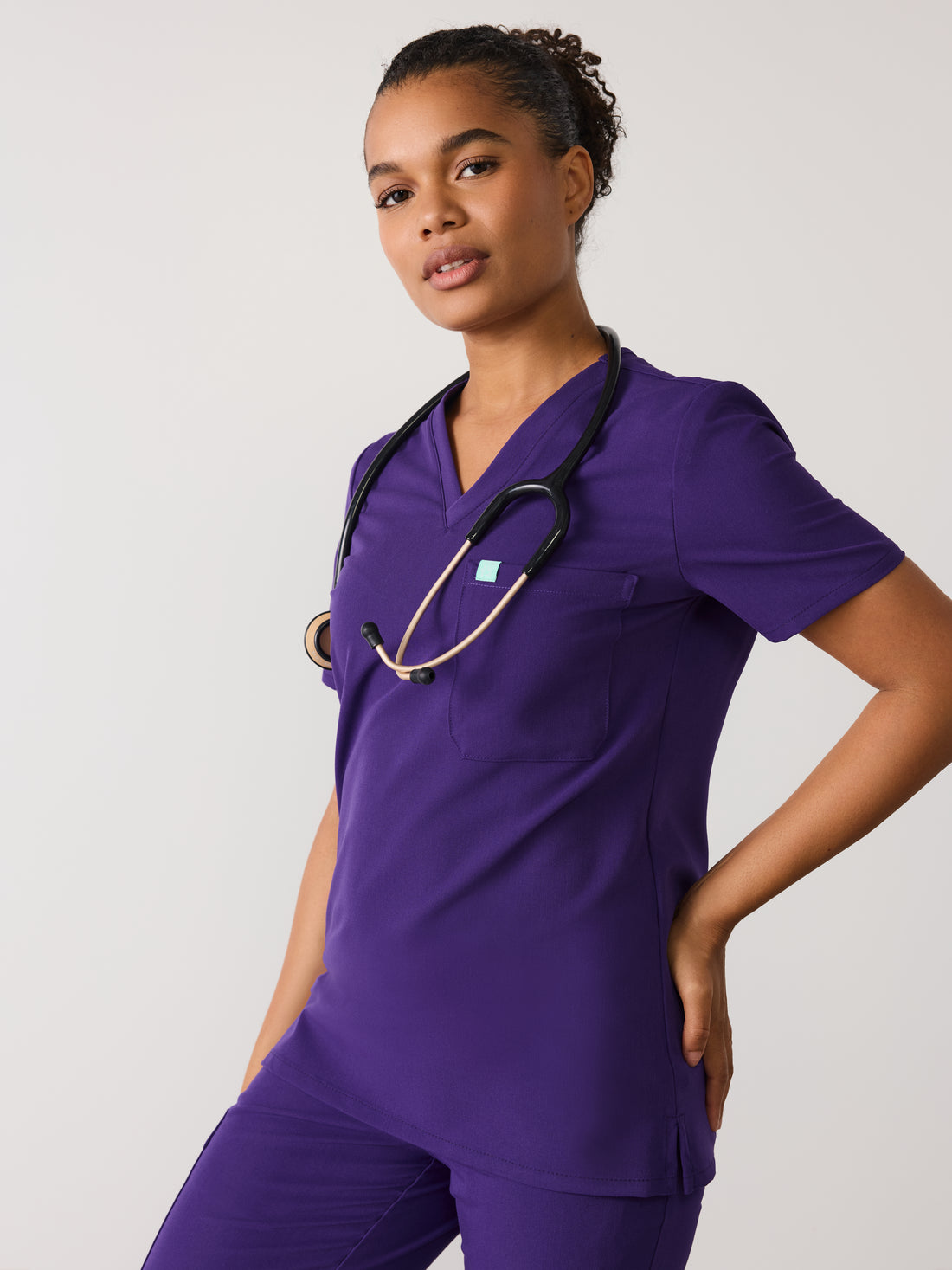 GABRIELLE RE-GARDE™ - MIDNIGHT VELVET - One Pocket Scrub Top - SILVADUR™