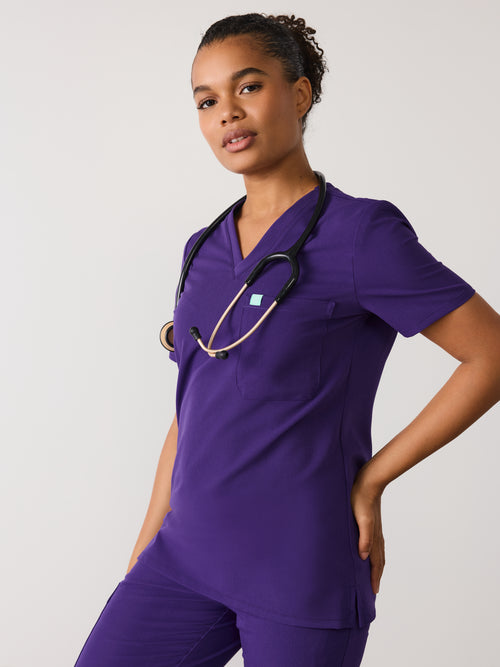 GABRIELLE RE-GARDE™ - MIDNIGHT VELVET - One Pocket Scrub Top - SILVADUR™