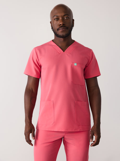 ZACK RE-GARDE™ - WARM EMBER - Three Pockets Men's Scrub Top - SILVADUR™