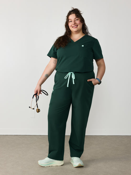 JULIETA RE-GARDE™ - FOREST GREEN - Straight Cut Scrub Pants - SILVADUR™