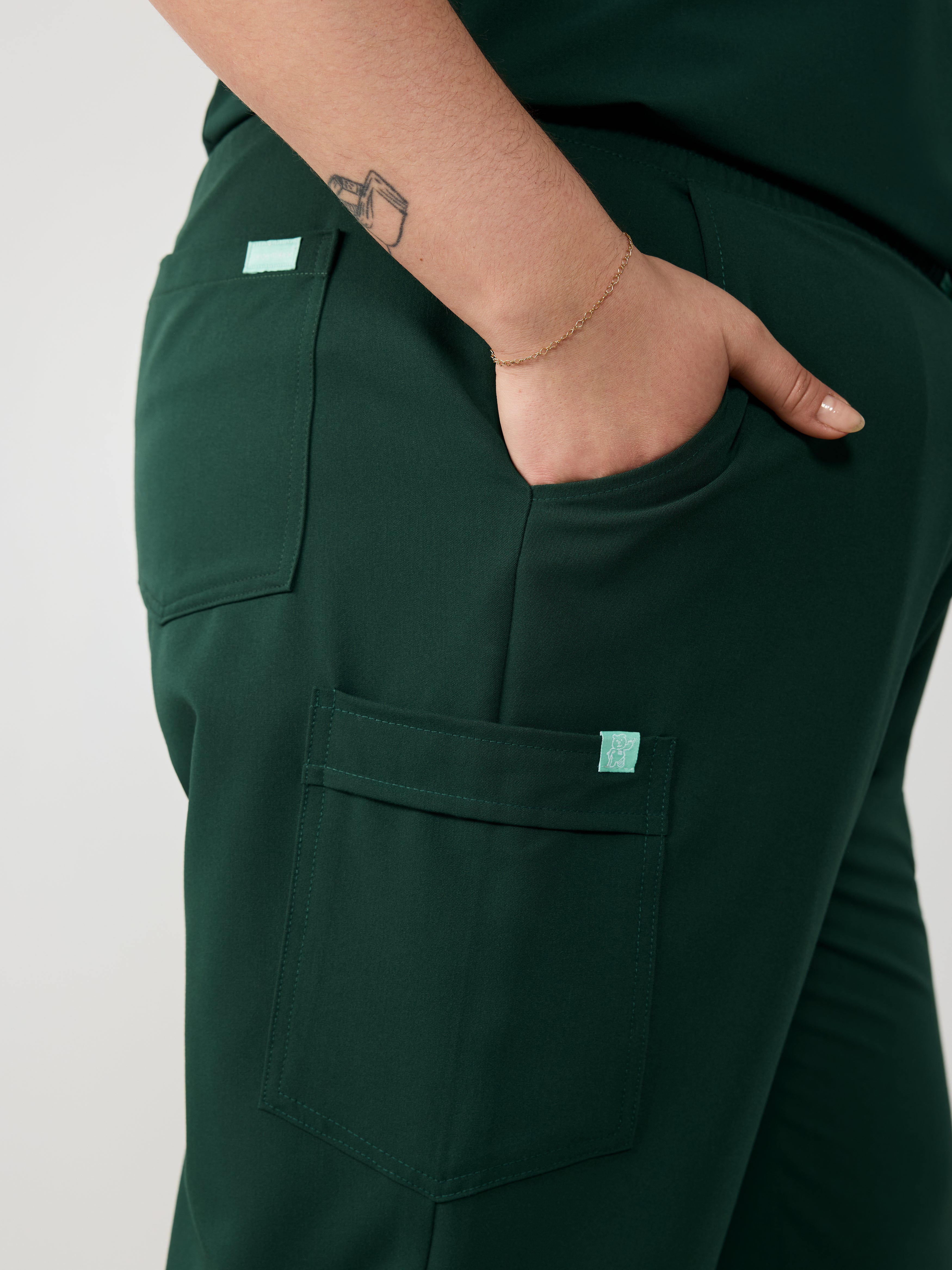 JULIETA RE-GARDE™ - FOREST GREEN - Straight Cut Scrub Pants - SILVADUR™