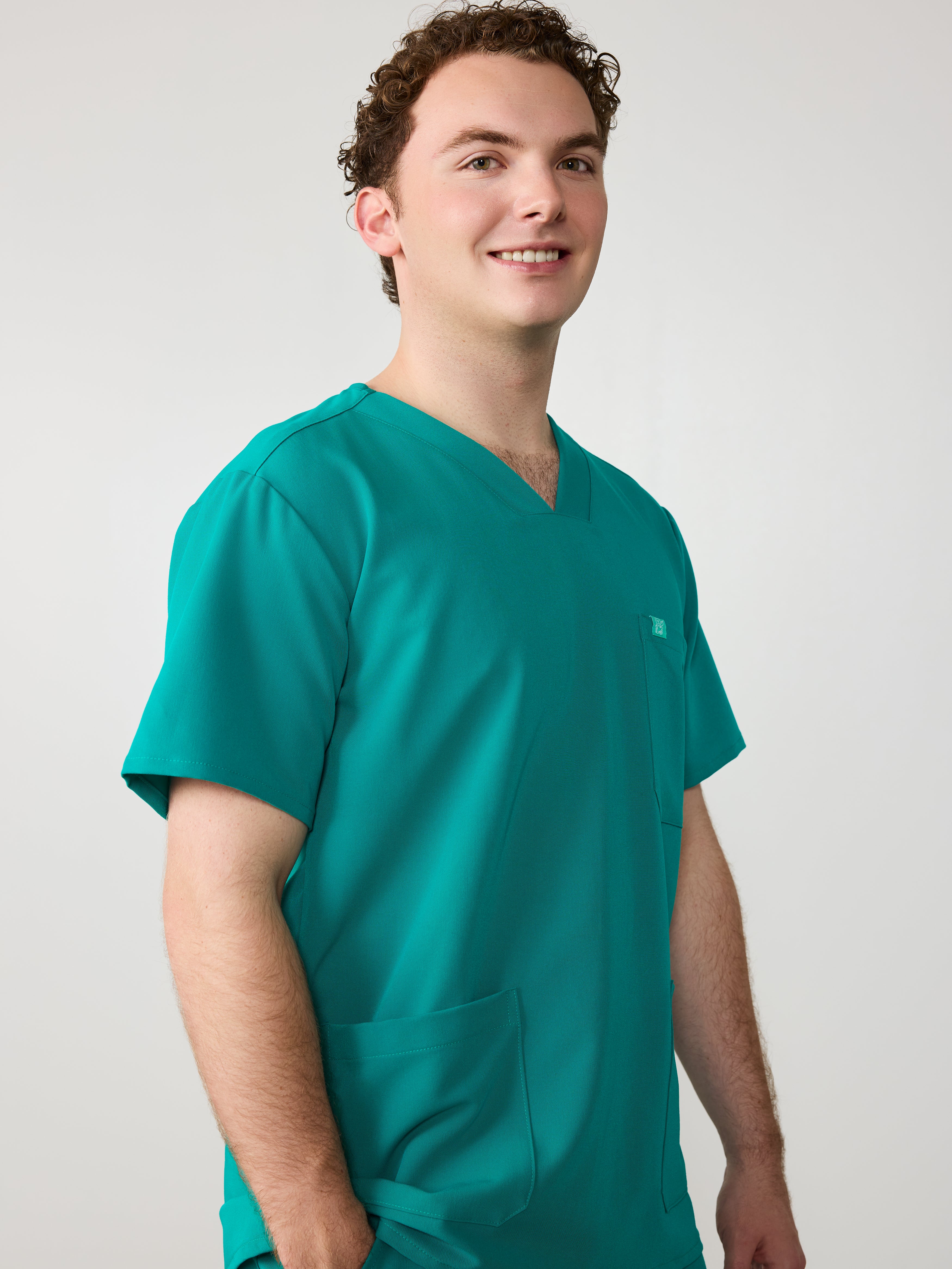 ZACK RE-GARDE™ - ARCTIC MINT - Three Pockets Men's Scrub Top - SILVADUR™