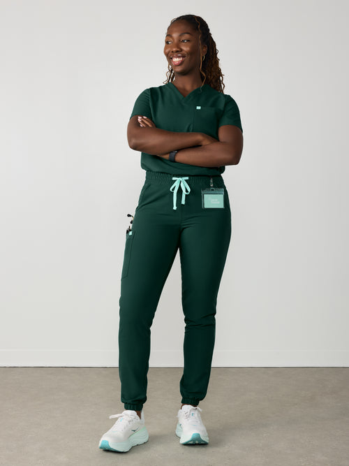 ROSIE RE-GARDE™ - FOREST GREEN - Jogger Scrub Pants - SILVADUR™