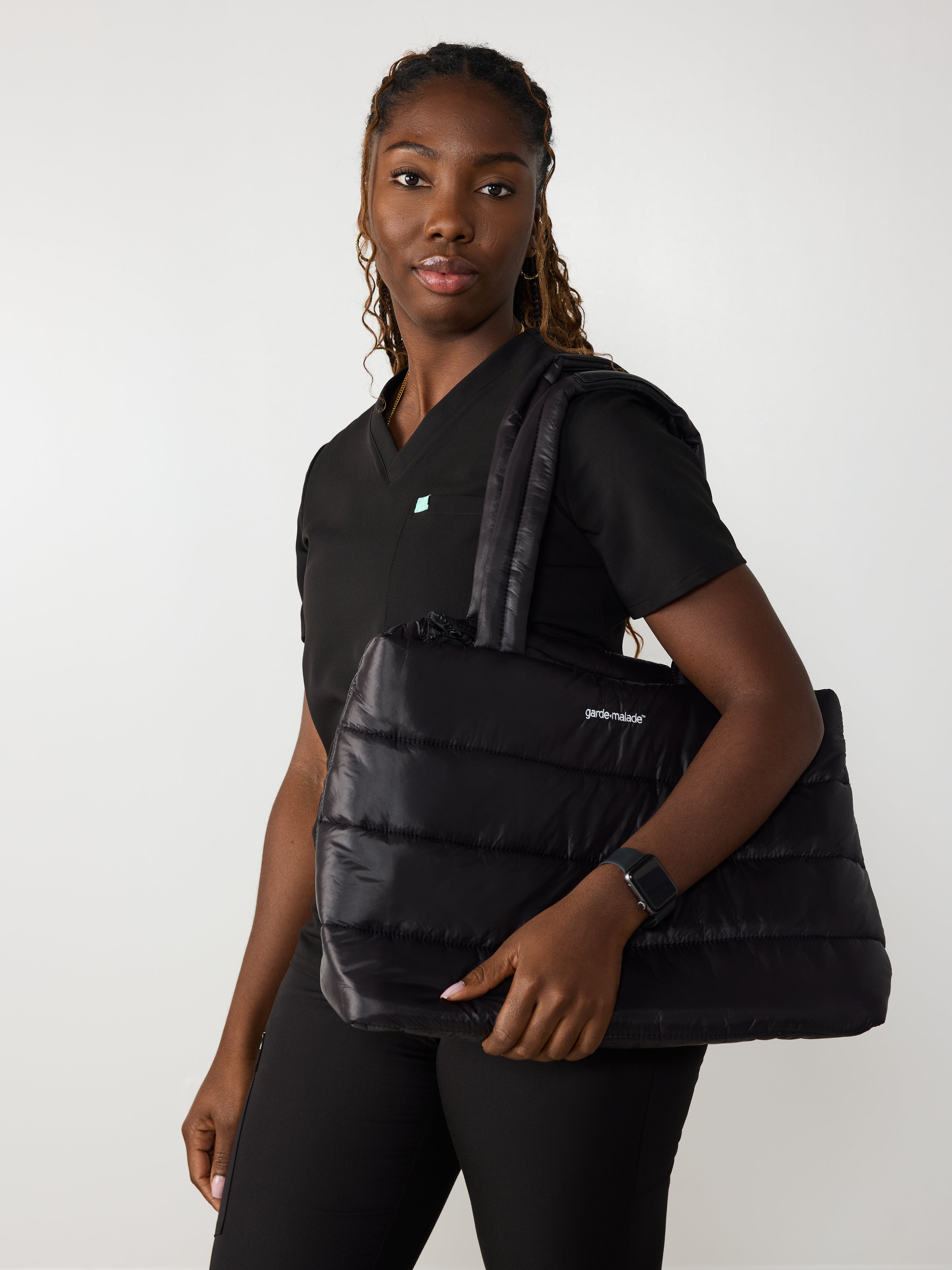 Quilted Tote Bag - Black