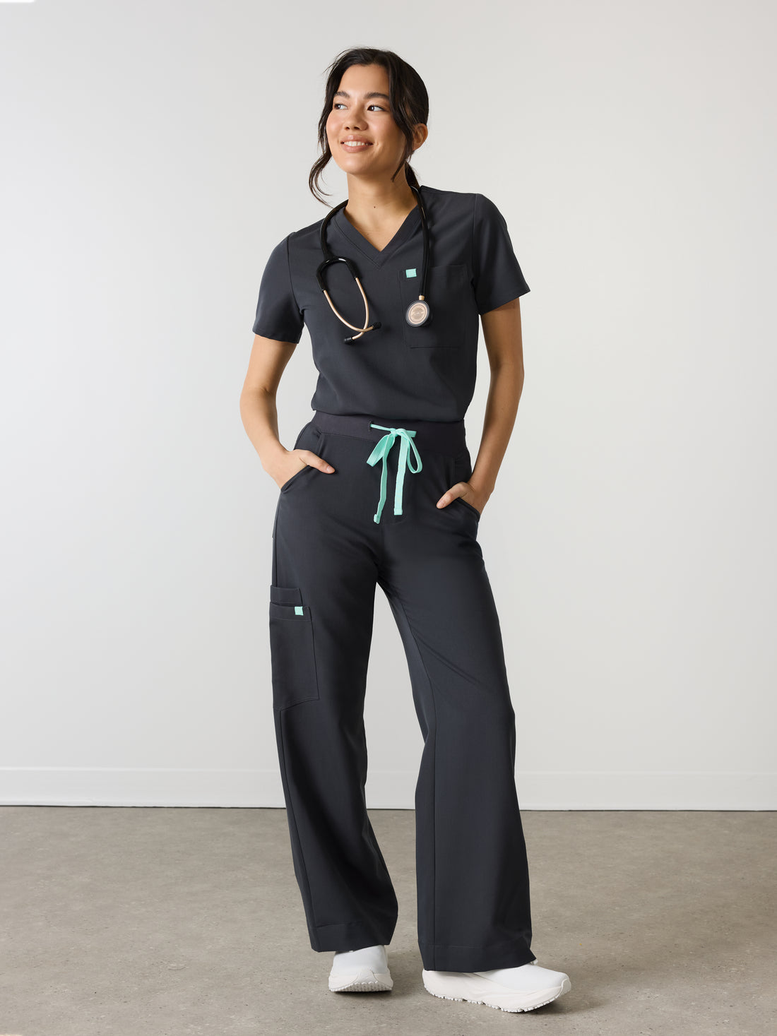 MILA for uOttawa - CHARCOAL - Wide Leg Scrub Pants - SILVADUR™