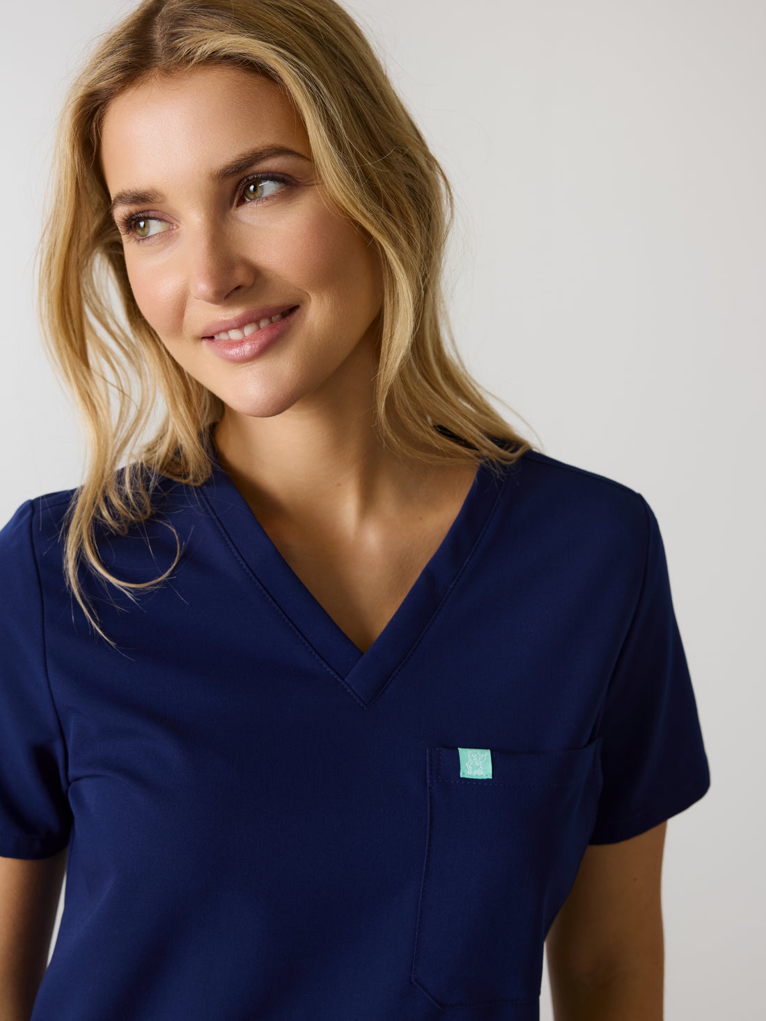 GABRIELLE RE-GARDE™ - MODERN NAVY - One Pocket Scrub Top - SILVADUR™