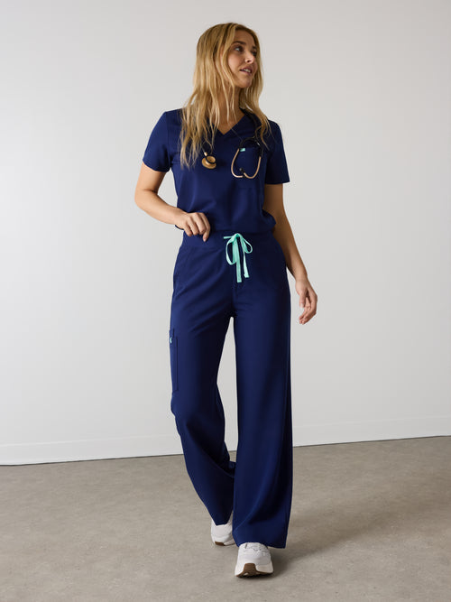 MILA RE-GARDE™ - MODERN NAVY - Wide Leg Scrub Pants - SILVADUR™