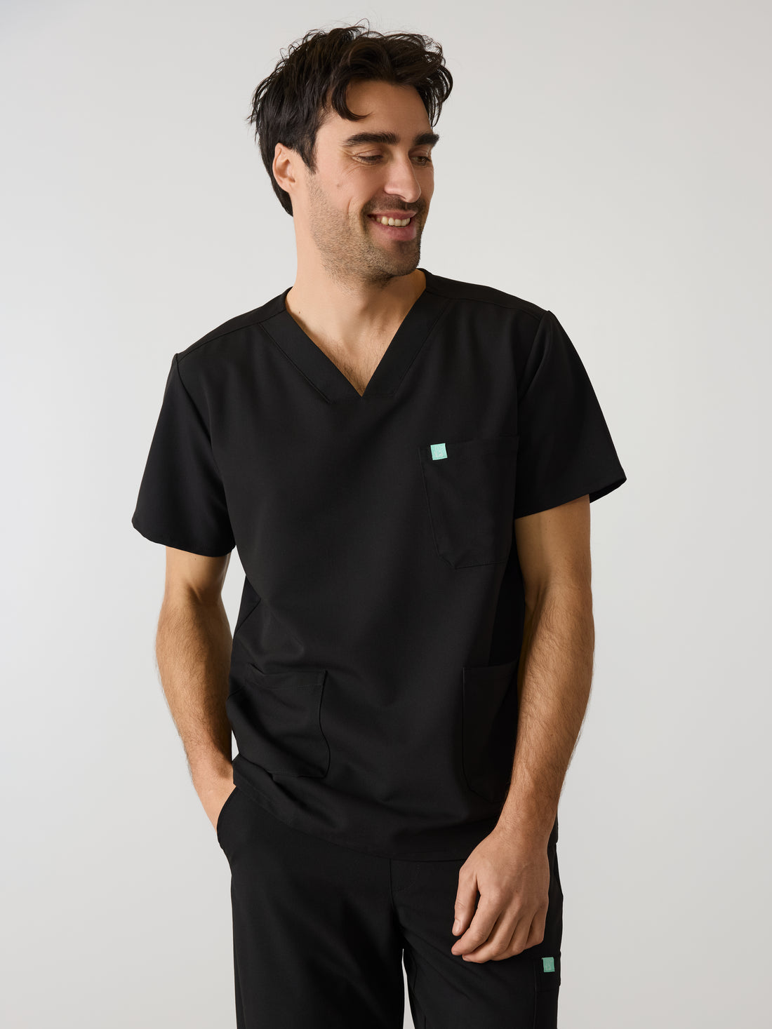 ZACK RE-GARDE™ - BLACK - Three Pockets Men's Scrub Top - SILVADUR™