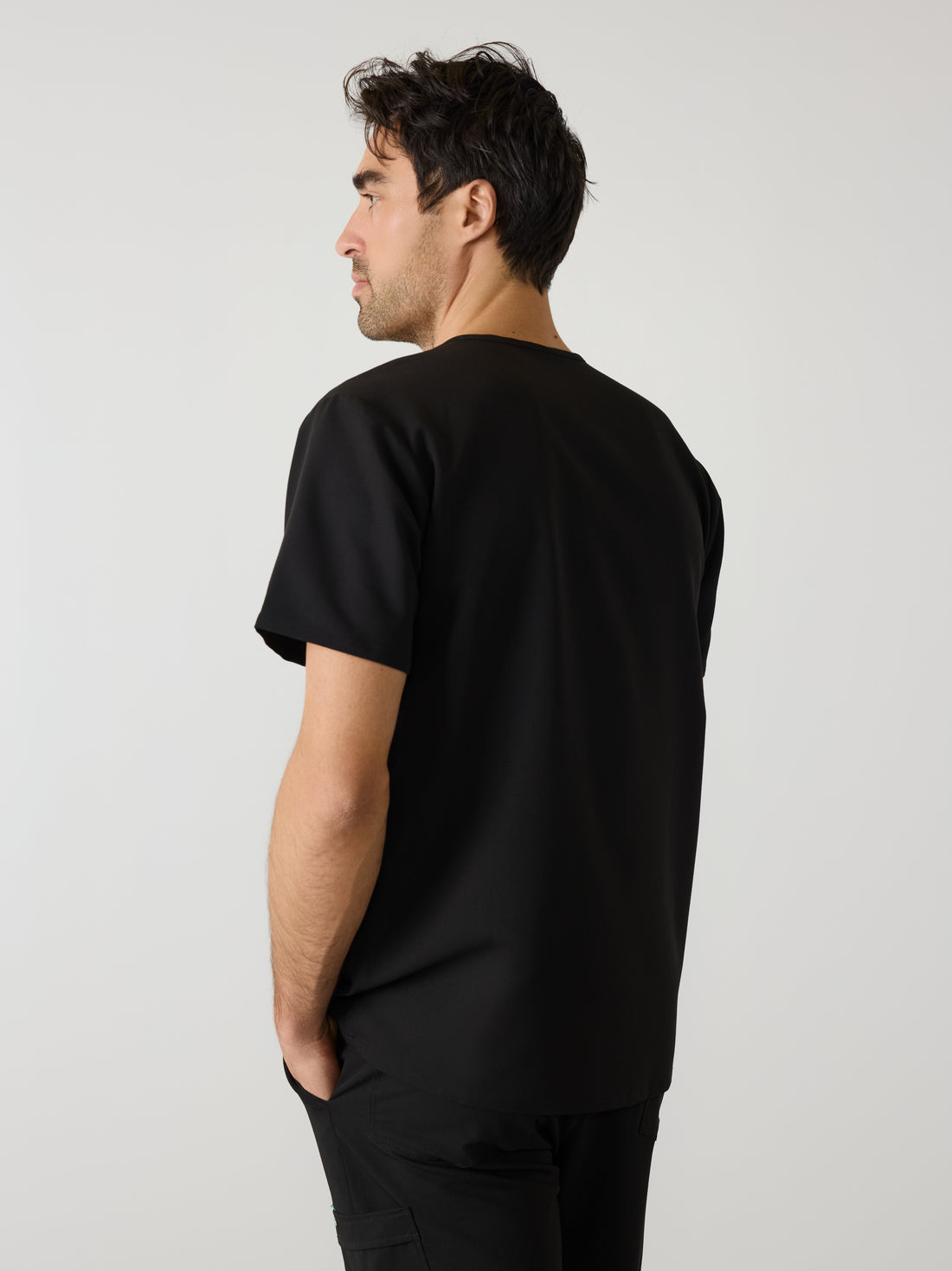 ZACK With King Animal Hospital EMBROIDERY - BLACK - Three Pockets Men's Scrub Top - SILVADUR™