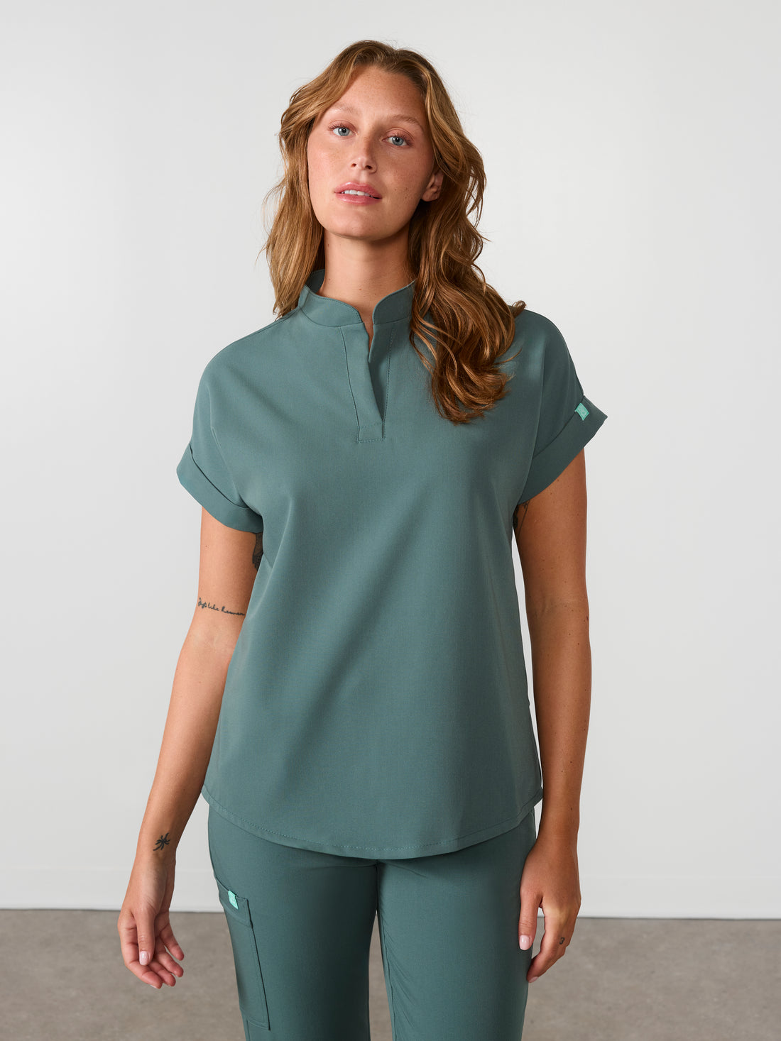 CHARLIE RE-GARDE™ - BOREAL - Mandarine Collar Scrub Top - SILVADUR™