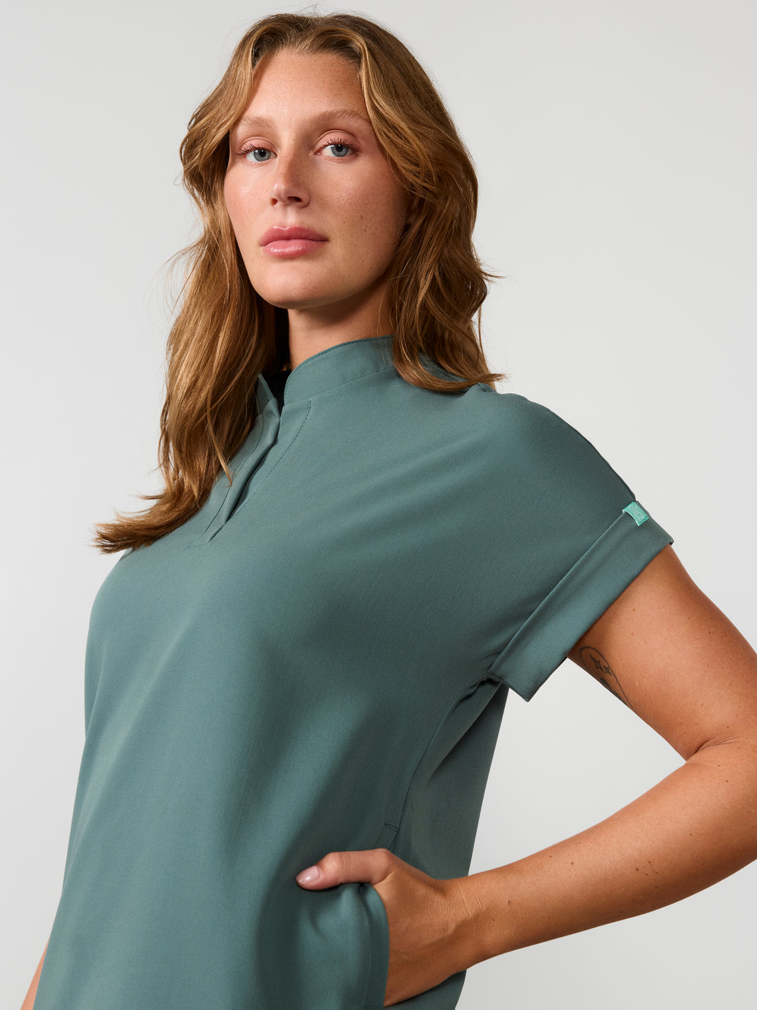 CHARLIE RE-GARDE™ - BOREAL - Mandarine Collar Scrub Top - SILVADUR™