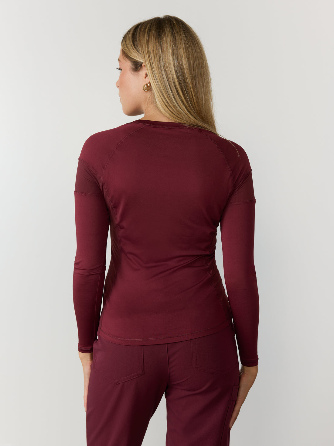 Women High-Performance Underscrub - Burgundy - Teddy embroidery - Long Sleeves