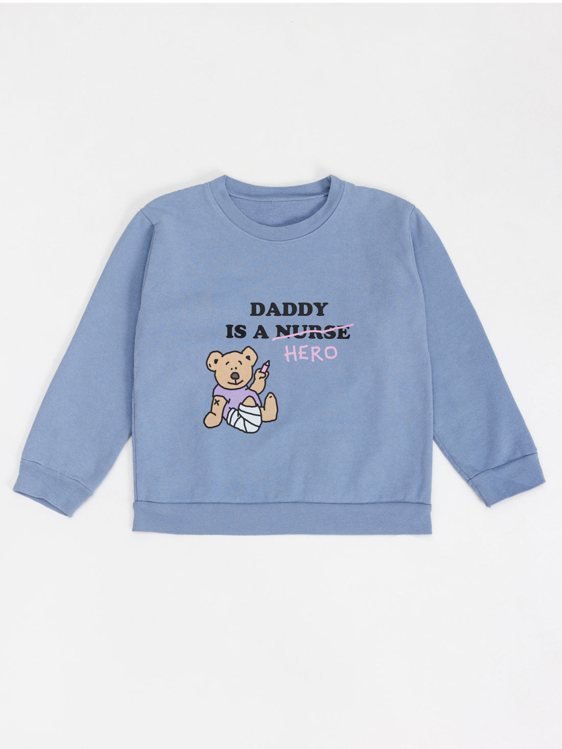 Kids Crewneck - Daddy is a hero - Bleu Acier